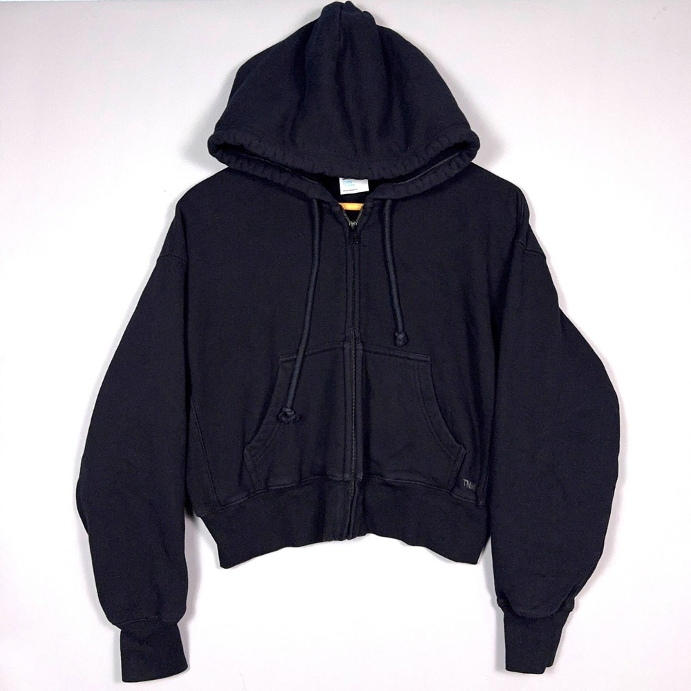 TNA Boyfriend Hoodie Womens Size Small Aritzia Cozy Fleece Black